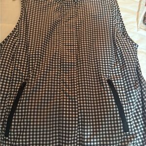 Talbots Black and White Gingham zipper front vest